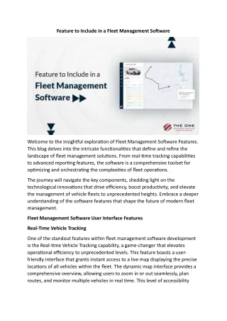 feature to include in a fleet management software