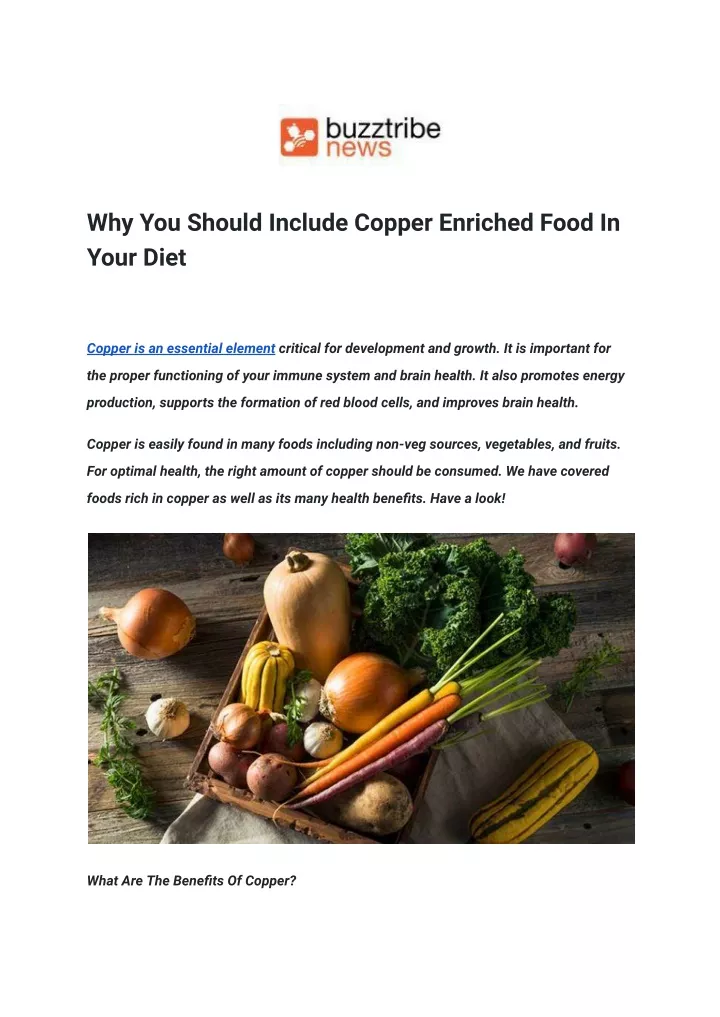 why you should include copper enriched food