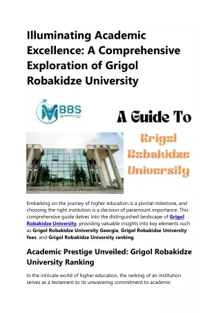 Discovering Distinction: A Comprehensive Guide to Grigol Robakidze University