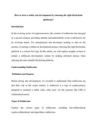 How to start a stable coin development by choosing right blockchain platforms