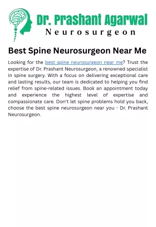 Best Spine Neurosurgeon Near Me
