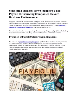 Simplified Success How Singapore's Top Payroll Outsourcing Companies Elevate Business Performance