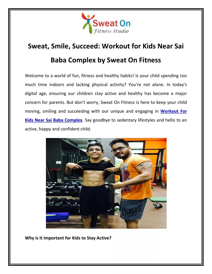sweat smile succeed workout for kids near sai