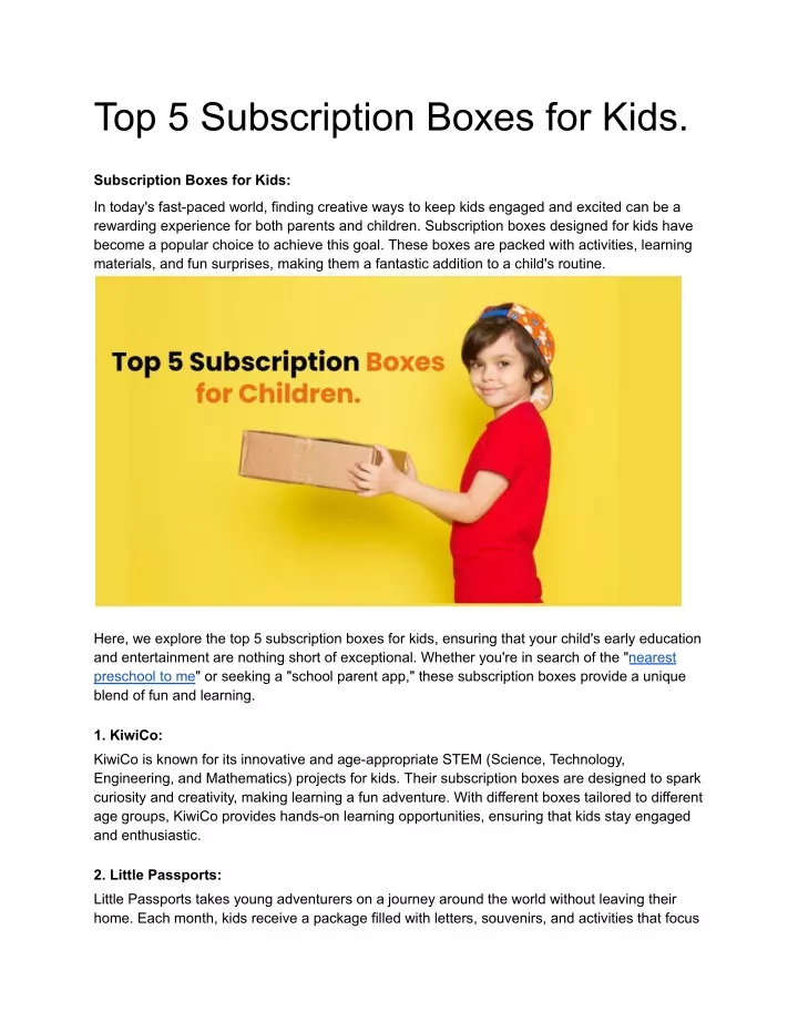 top 5 subscription boxes for kids
