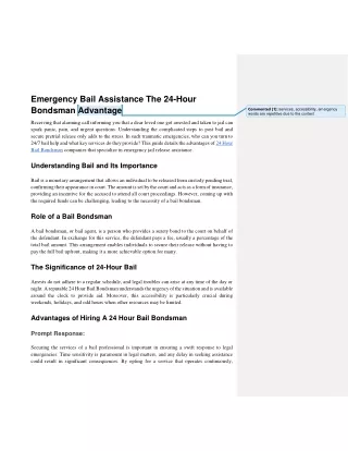 Emergency Bail Assistance The 24-Hour Bondsman Advantage