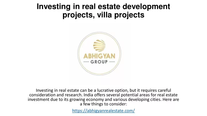 investing in real estate development projects