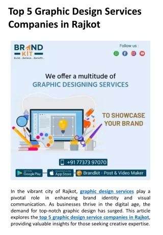 Top 5 Graphic Design Services Companies in Rajkot
