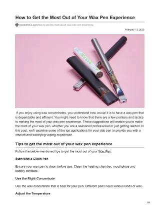 how to get the most out of your wax pen experience