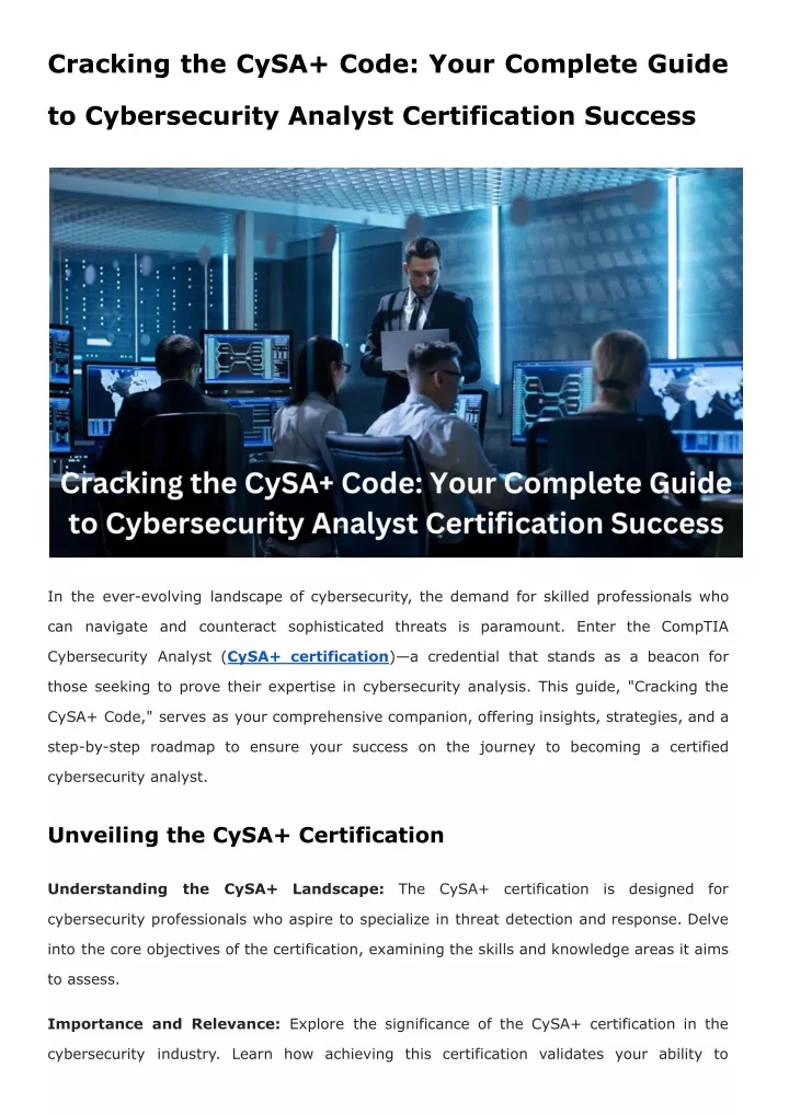 cracking the cysa code your complete guide