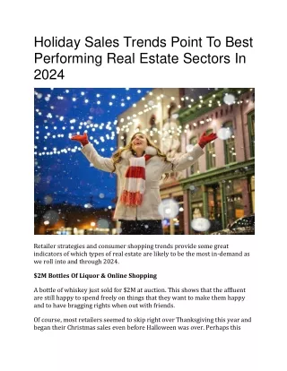 Holiday Sales Trends Point To Best Performing Real Estate Sectors In 2024