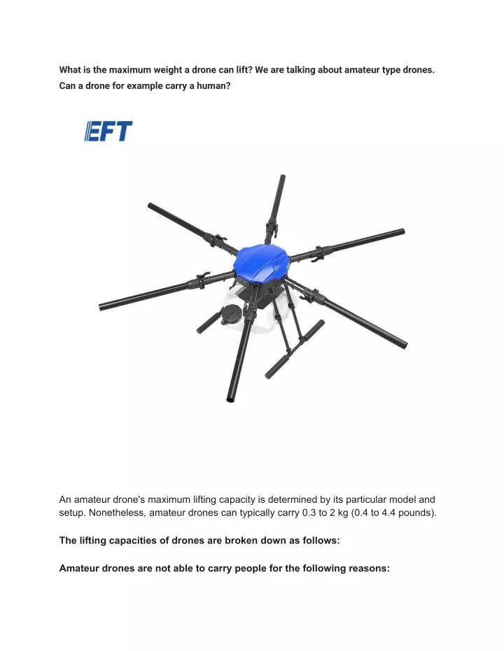 what is the maximum weight a drone can lift