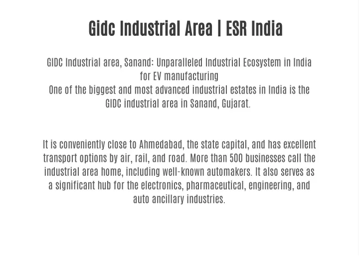 gidc industrial area esr india