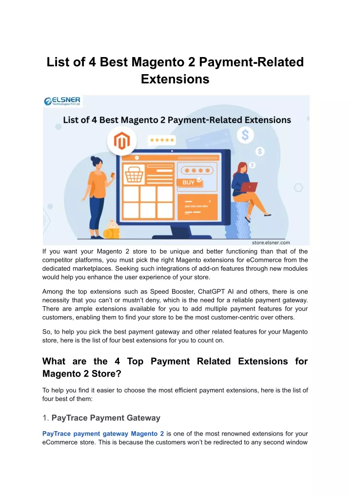 list of 4 best magento 2 payment related