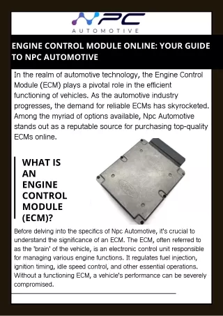Engine Control Module Online Your Guide to Npc Automotive