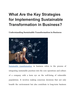 What Are the Key Strategies for Implementing Sustainable Transformation in Business