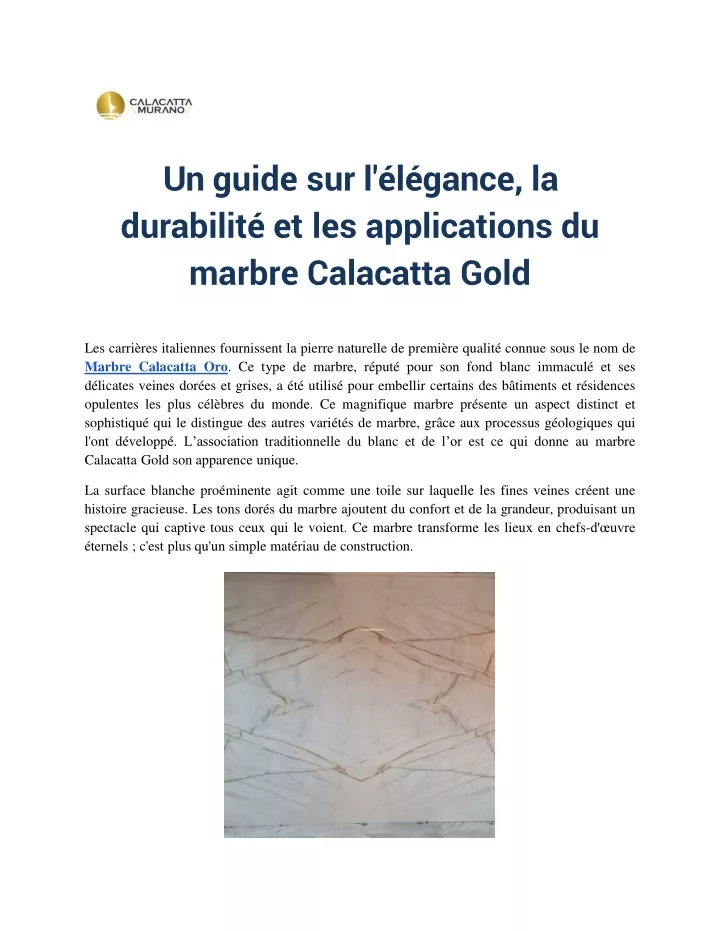 un guide sur l l gance la durabilit et les applications du marbre calacatta gold