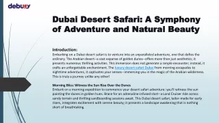 Dubai Desert Safari: A Symphony of Adventure and Natural Beauty