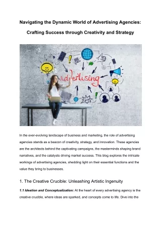 Navigating the Dynamic World of Advertising Agencies_ Crafting Success through Creativity and Strategy