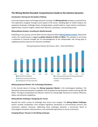 the mining market decoded comprehensive guide