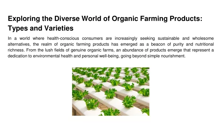 exploring the diverse world of organic farming products types and varieties
