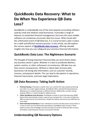 QuickBooks Data Recovery | QB Auto Data Recovery