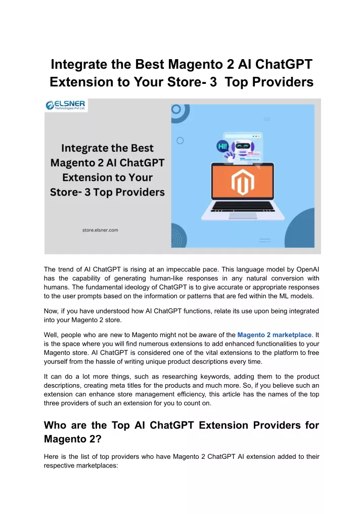 integrate the best magento 2 ai chatgpt extension