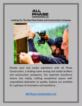 Looking For The Best Real Estate and Construction Company