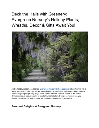 Deck the Halls with Greenery_ Evergreen Nursery's Holiday Plants, Wreaths, Decor & Gifts Await You