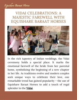 Unveiling Equality The Grace of Equishare Baraat Horses in Vidai