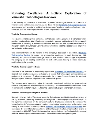 nurturing vmoksha technologies reviews