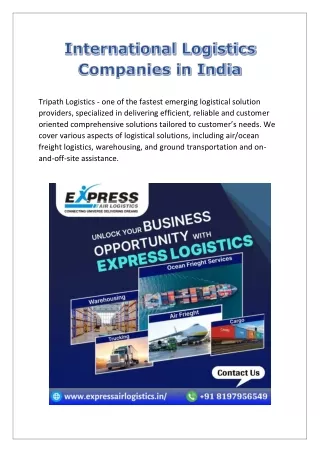 International Logistics Companies in India