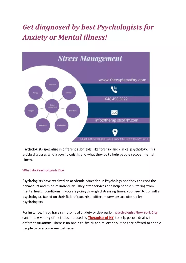 get diagnosed by best psychologists for anxiety