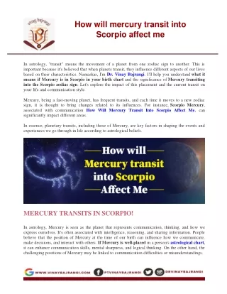 How will mercury transit into Scorpio affect me