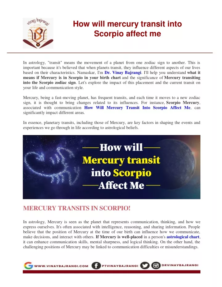 how will mercury transit into scorpio affect me