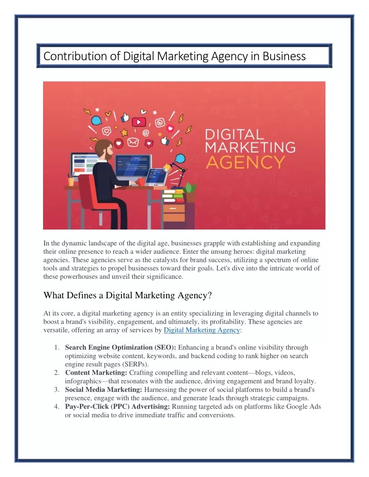 contribution of digital marketing agency
