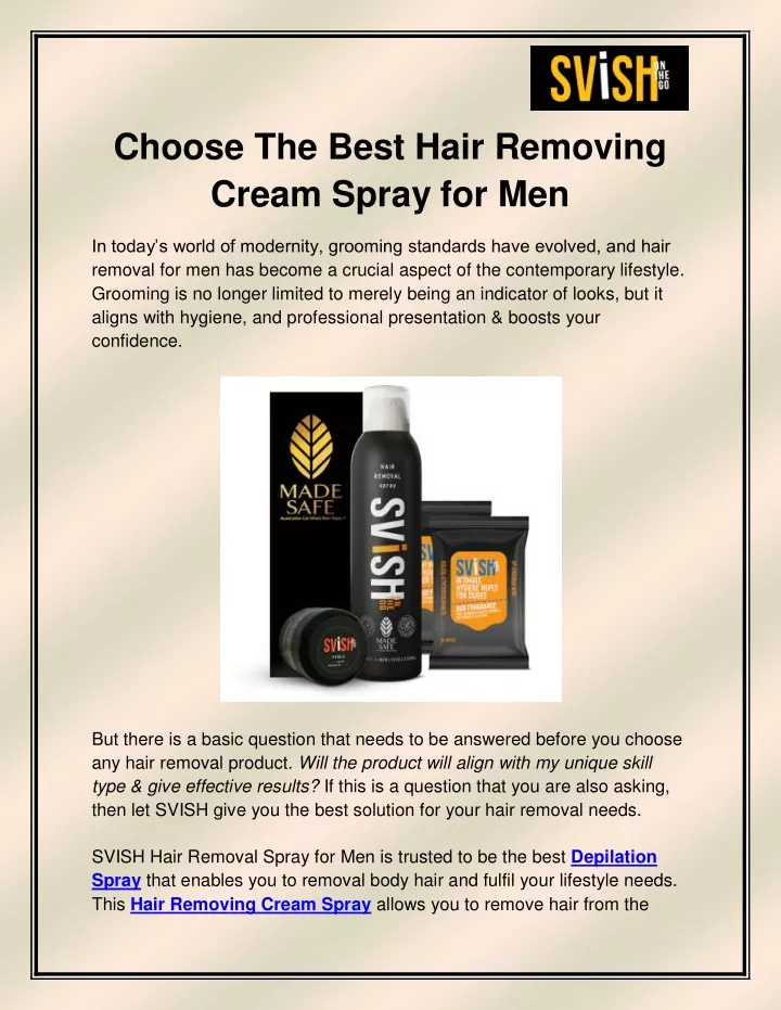 choose the best hair removing cream spray for men