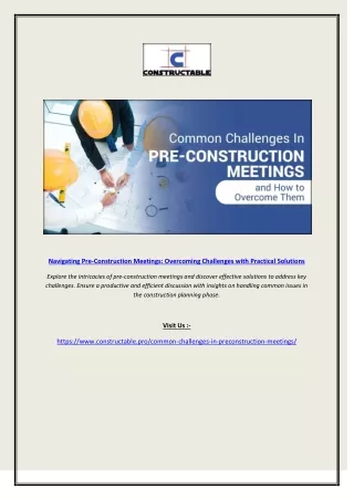 Navigating Pre-Construction Meetings: Overcoming Challenges with Practical Solut