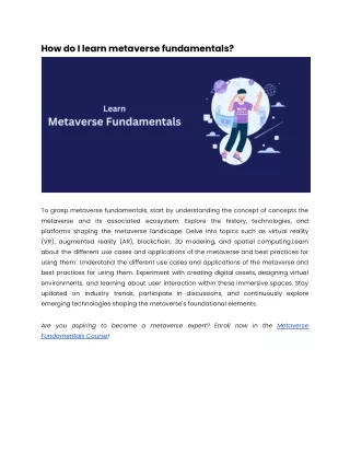how do i learn metaverse fundamentals