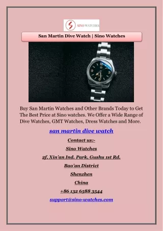 San Martin Dive Watch | Sino Watches