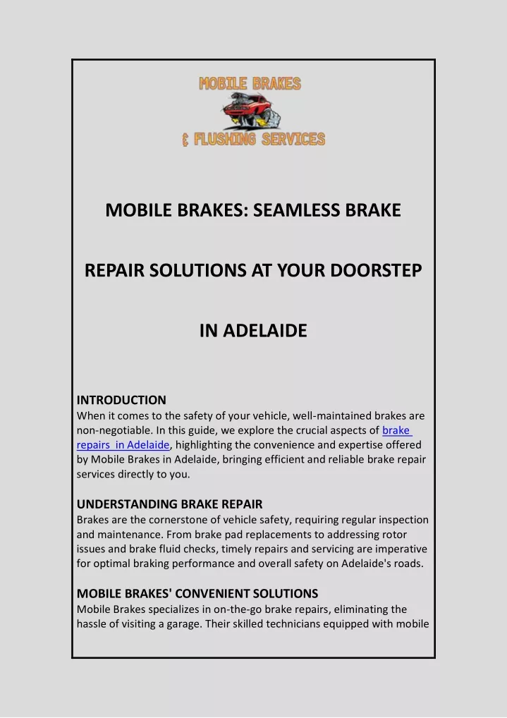 mobile brakes seamless brake