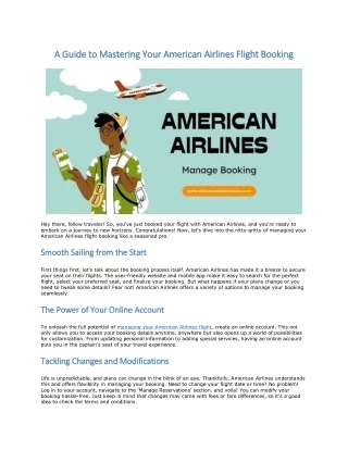 A Guide to Mastering Your American Airlines Flight Booking