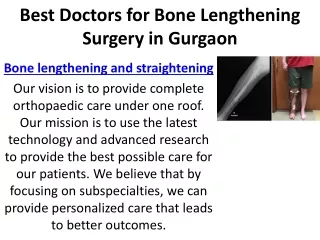 Best Doctors for Bone Lengthening Surgery in Gurgaon