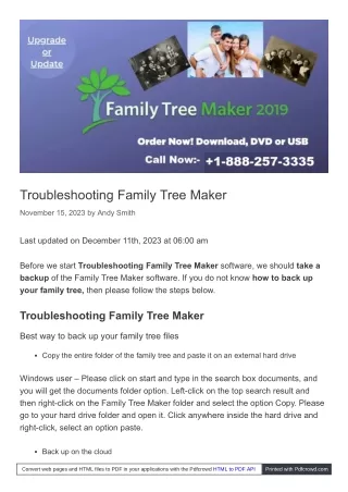 troubleshooting family tree maker