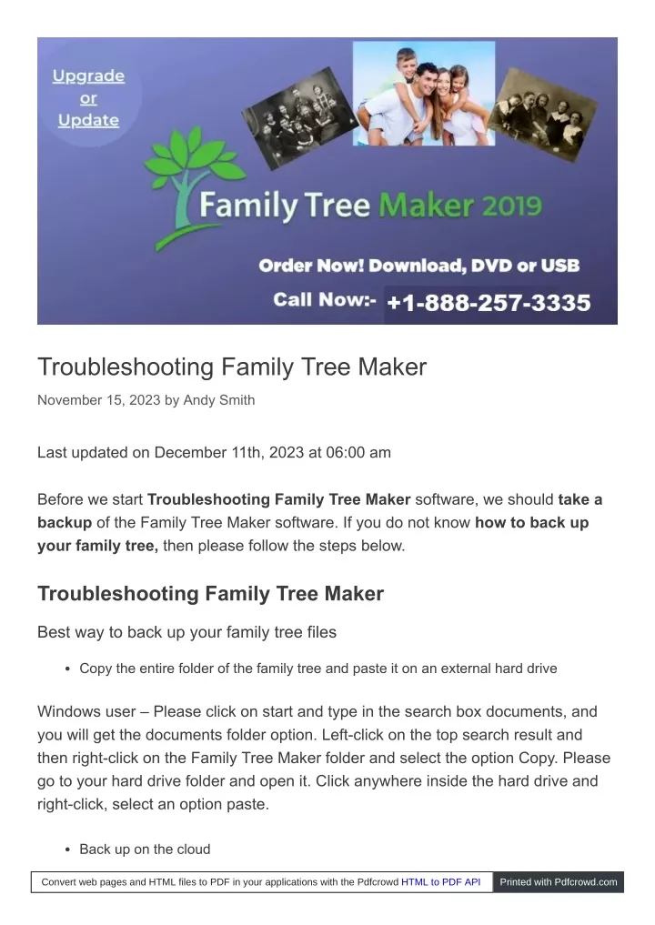 troubleshooting family tree maker