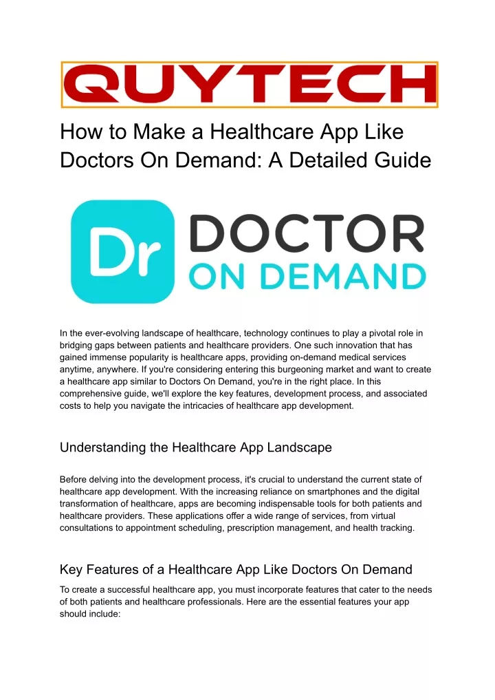 how to make a healthcare app like doctors