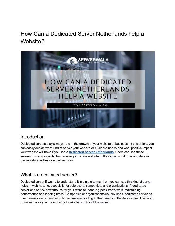 how can a dedicated server netherlands help