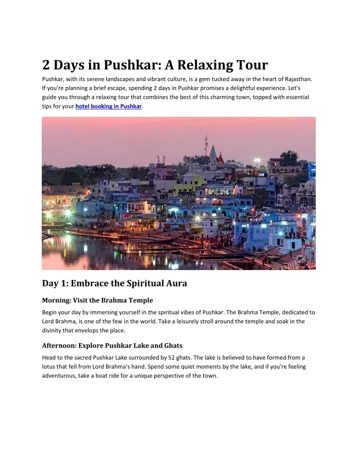 2 days in pushkar a relaxing tour