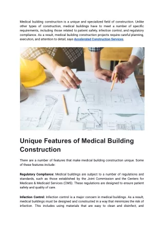 What Makes Medical Building Construction Unique