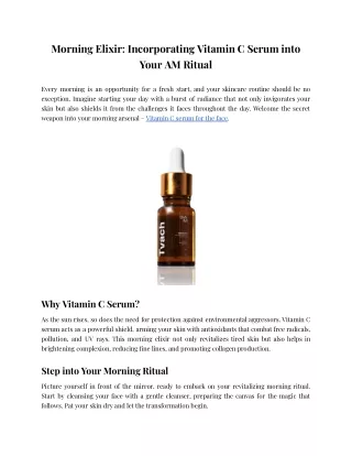 Morning Elixir_ Incorporating Vitamin C Serum into Your AM Ritual