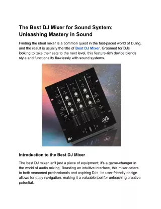 The Best DJ Mixer for Sound System_ Unleashing Mastery in Sound (1)